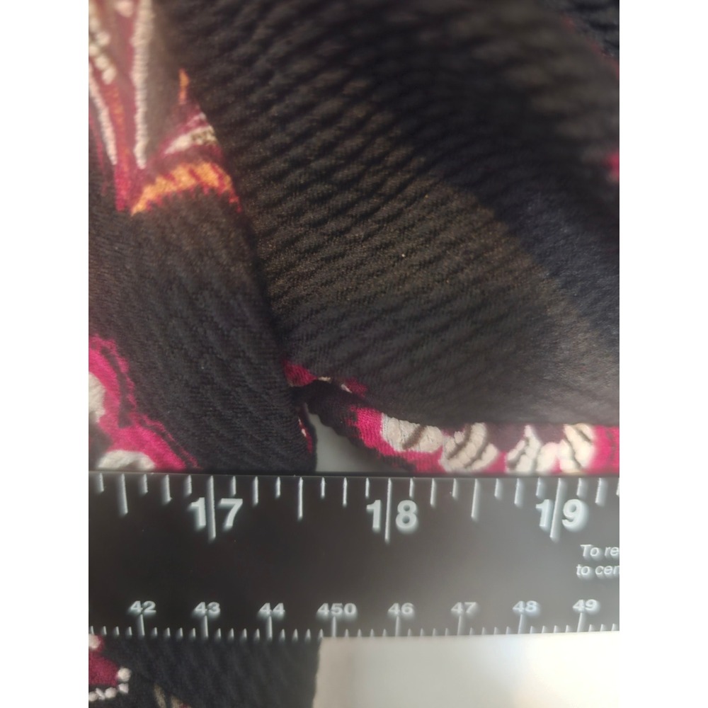 Boho R&K Floral Shift Dress Womens 8 Black Burgundy Short Sleeve Textured Knee - Picture 6 of 7